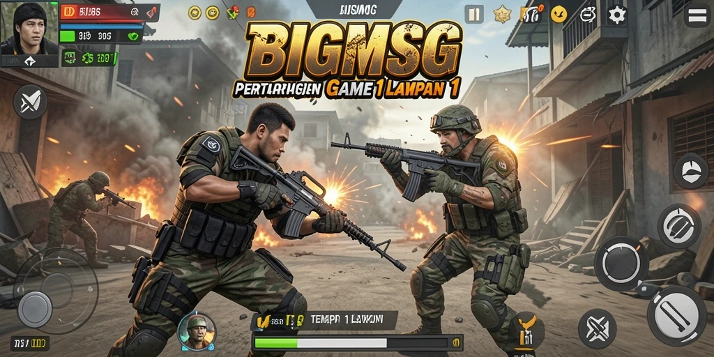 Screenshot antarmuka pertarungan intens di BIGMSG.