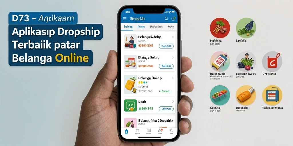 Tampilan antarmuka utama aplikasi D73 untuk dropship yang user-friendly.