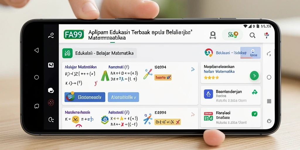 Screenshot antarmuka utama aplikasi FA99 dengan fitur Belajar Matematika.