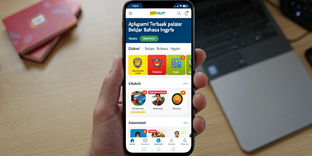 Tampilan antarmuka FUFUSLOT yang menarik untuk belajar bahasa Inggris.