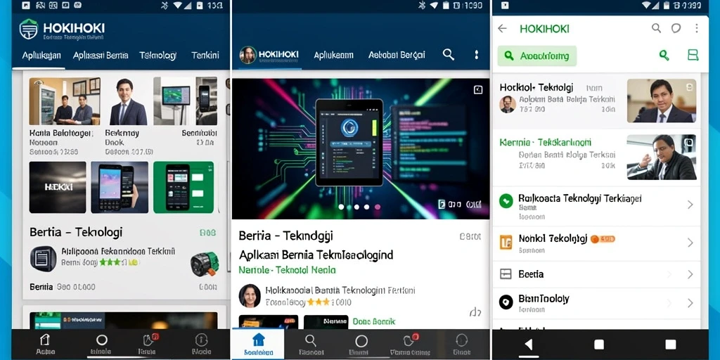 Antarmuka HOKIHOKI menampilkan berita teknologi terbaru.