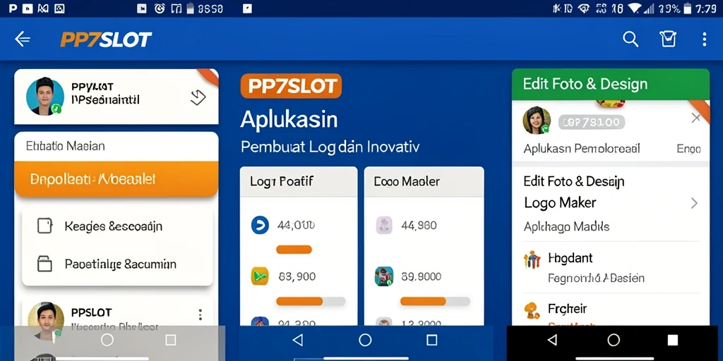 Tangkapan layar antarmuka PP7SLOT yang menampilkan alat desain logo.