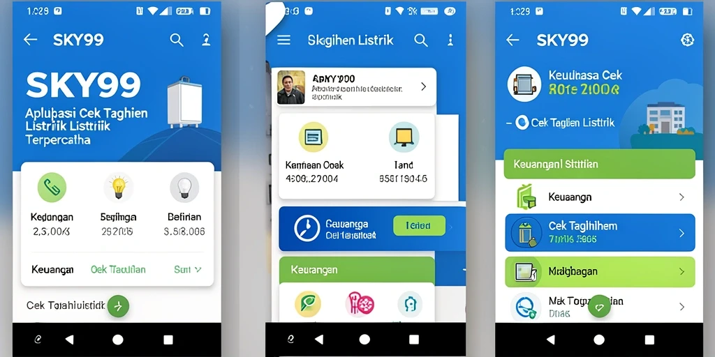 Tampilan antarmuka aplikasi Cek Tagihan Listrik SKY99