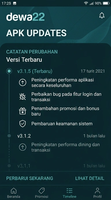 Riwayat Versi dewa22 untuk Pengguna Android